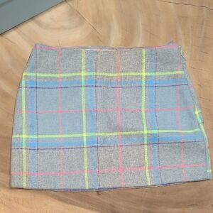 NWT GAP Wool blend Plaid Mini Skirt in Gray, Blue, and Yellow
